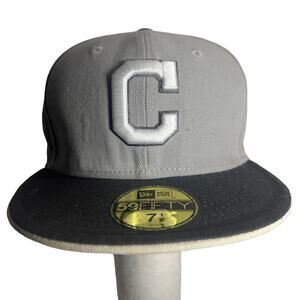 Cleveland Indians MLB 59Fifty New Era Gray Baseball Sports Fitted Cap Size 7.5